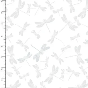 Hue by Timeless Treasures C7717-White on White Dragonflies sold by the 1/2 yd.
