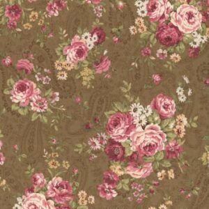 RuRu Bouquet Love Rose Love by Quilt Gate RU 2300-11F  Brown sold by the 1/2 yd