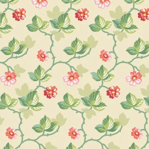 Poppies Floral Vines by Andover Fabrics A-751-L Cream sold by the 1/2 yd.