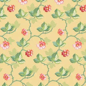 Poppies Floral Vines by Andover Fabrics A-751-Yellow sold by the 1/2 yd.