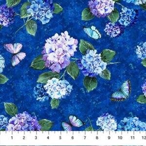 Rhapsody In Blue by Deborah Edwards for Northcott Fabrics DP27069-44 Blue one yard 24" remnant