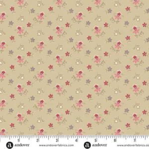 Wildflower Cottage Scatter Garden by Renee Nanneman for Andover Fabrics A-1593-N Buff sold by the 1/2 yd.