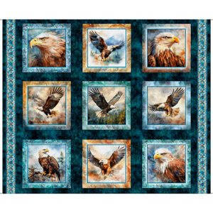Skyward Eagle Picture Patch Panel by QT Fabrics 32005-W Midnight 36"X44".