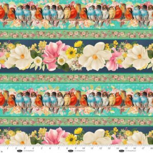Birds & Blooms Border stripe  by J K Stewart for Blank Quilting 4617-72 Multi sold by the 1/2 yd.