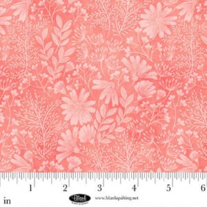 Birds & Blooms Floral Silhouette by J K Stewart for Blank Quilting 4623-33 Coral sold by the 1/2 yd.