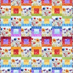 Blooming Day & Night Strip Quilt Kit Day by Jason Yenter for In The Beginning  56-1/2"X64-1/2"