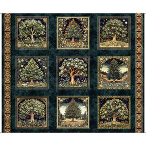 Cedar And Sage Tree Picture Blocks by QT Fabrics 31951-W Midnight 36"X44"