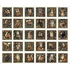 Cedar and Sage Animal Picture Patches by QT Fabrics 31952-E Qatmeal 36"X44"