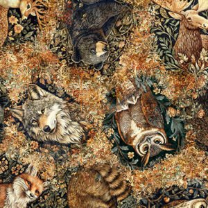 Cedar And Sage Animal Toss by QT Fabrics 31853-A Cedar sold by the 1/2 yd.