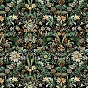 Cedar And Sage Woodland Floral by QT Fabrics 31955-F Forest sold by the 1/2 yd.