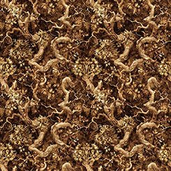Cedar And Sage Branches by QT Fabrics 31856-A Chocolate sold by the 1/2 yd.