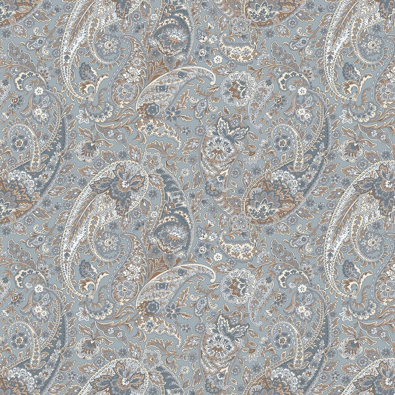 Meadow Blush Paisley by Maywood Studio MAS11132-Blue sold by the 1/2 yd.