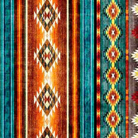 Canyonlands Border Stripe by QT Fabrics 32011-X Multi sold by the 1/2 yd.