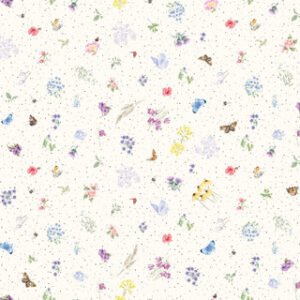 Together is Better Flowers and Butterflies by Maywood Studio MAS11122-E Cream sold by the 1/2 yd.