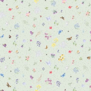 Together is Better Flowers and Butterflies by Maywood Studio MAS11122-G Pale Green sold by the 1/2 yd.