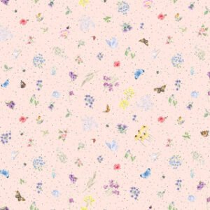 Together is Better Flowers and Butterflies by Maywood Studio MAS11122-P Lale Pink sold by the 1/2 yd.