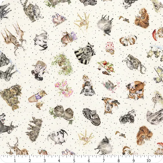 Together is Better One Way Animals by Maywood Studio MAS11121-E Cream sold by the 1/2 yd.