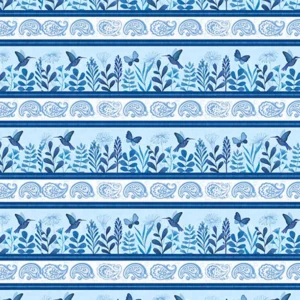 Blissful Blues Border Stripe by Jennifer Pugh for Wilmington Prints 49651-414 Multi sold by the 1/2 yd.
