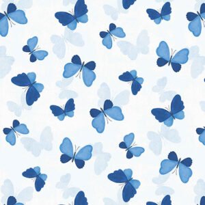 Blissful Blues Butterfly Toss by Jennifer Pugh for Wilmington Prints 49653-144 White sold by the 1/2 yd.