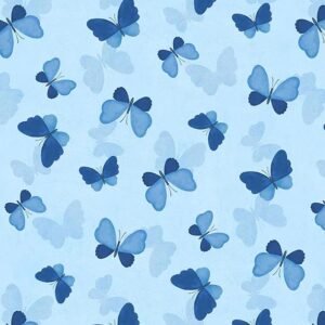 Blissful Blues Butterfly Toss by Jennifer Pugh for Wilmington Prints 49653-444 Blue sold by the 1/2 yd.