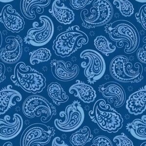 Blissful Blues Paisley Toss by Jennifer Pugh for Wilmington Prints 49654-444 Navy sold by the 1/2 yd.
