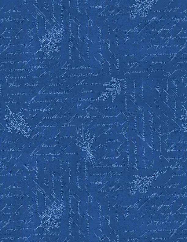 Blissful Blues Script Texture by Jennifer Pugh for Wilmington Prints 49657-444 Navy sold by the 1/2 yd.