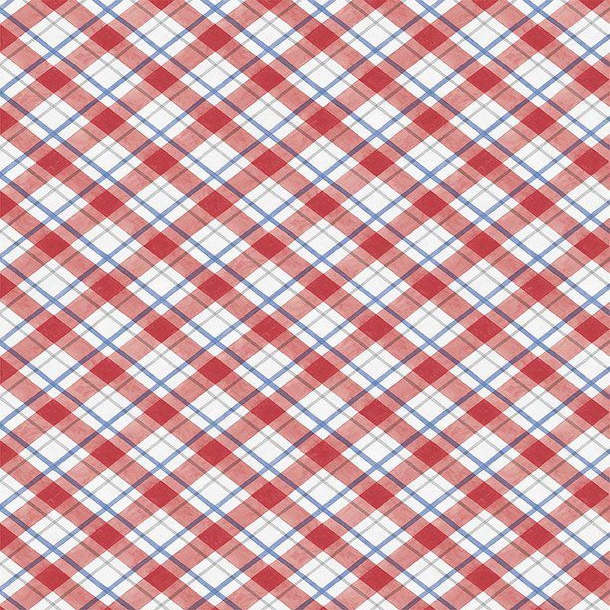 Country Blue Plaid by Susan Winget for Wilmington Prints 39906-137 White/Red sold by the 1/2 yd.