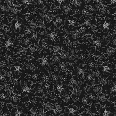 Scarlet Dreams Floral Toile by Wilmington Prints 30111-999 Black sold by the 1/2 yd.