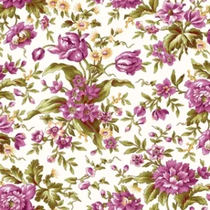 Veranda Focal Floral by Maywood Studios MAS11050-E Cream sold by the 1/2 yd.