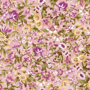 Veranda Scroll and Vine by Maywood Studios MAS11053-Pink sold by the 1/2 yd.