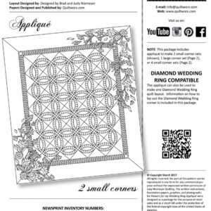 Flowers For My Wedding Ring Quilt Pattern Extra Applique Package