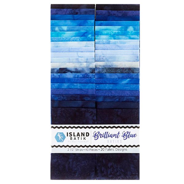Brilliant Blue by Island Batiks 2-1/2" Strip pack 40 Pieces
