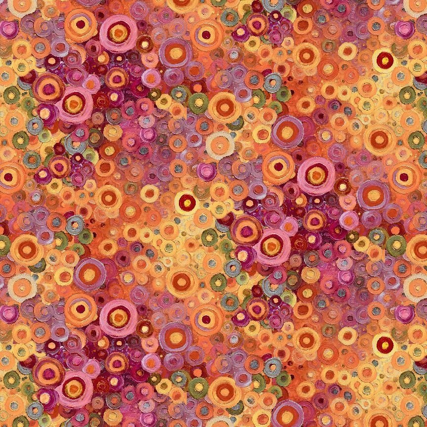 Calico Cat Circle Geo by Timeless Treasures CD4121 Orange 17" remnant