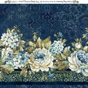 Carpet Bag Romance Border Stripe by Jason Yenter for In The Beginning Fabrics 2CBR-1 Blue Stripe sold by the 1/2 yd.