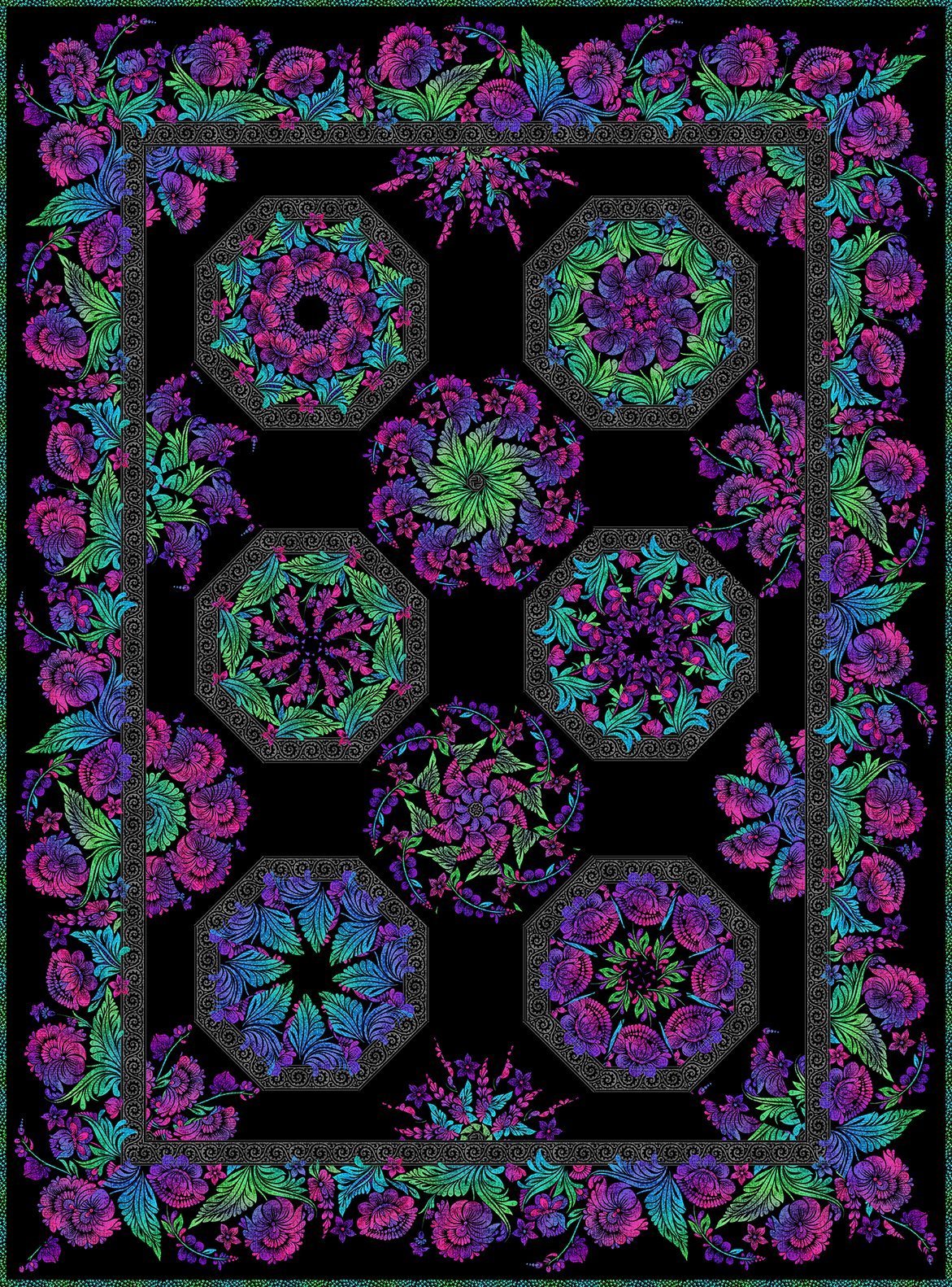 Vivid Kaleidoscope Quilt Kit by Jason Yenter for In The Beginning 64"X86.5"